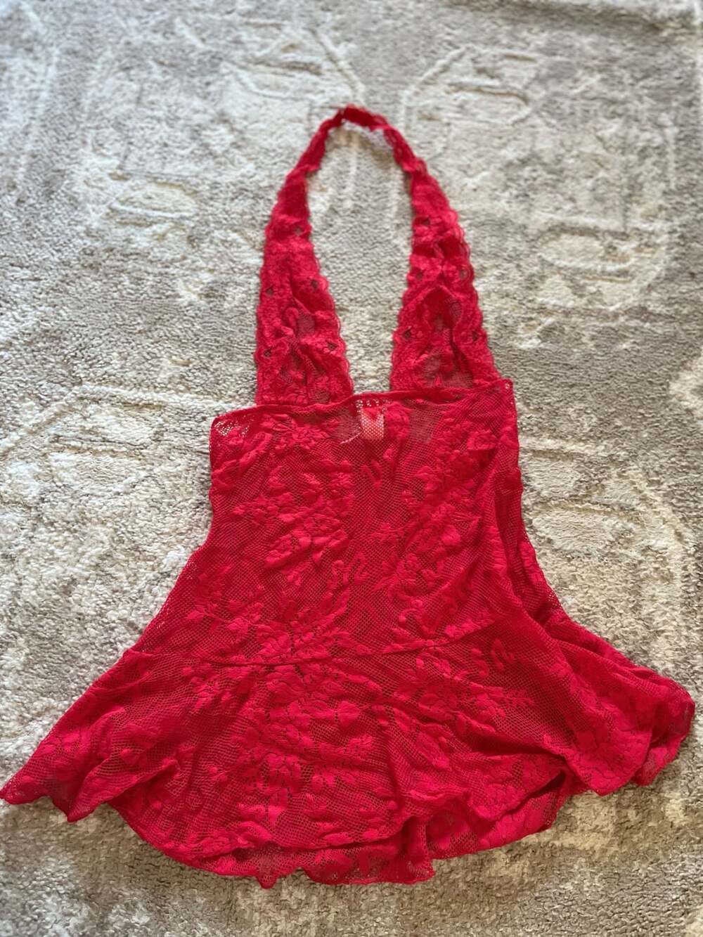 Victoria's Secret Lace Halter Slip Dress Size XS Red